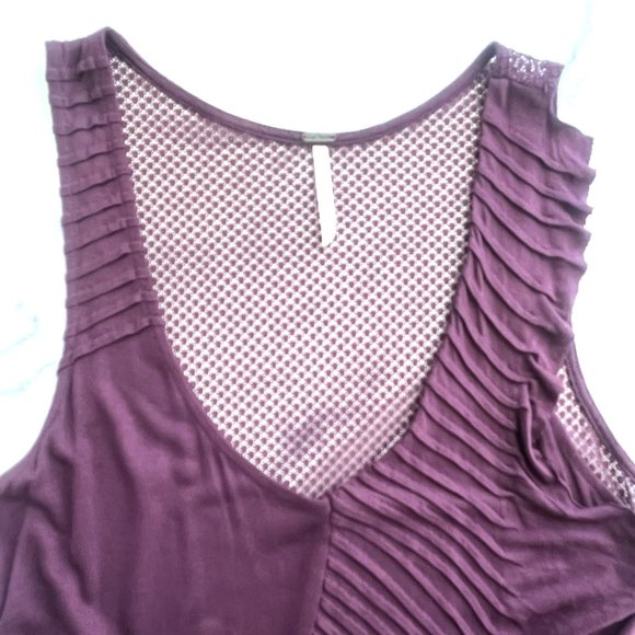 Free People Sleeveless Dress with Folded Pleat Details, Plum, Size M - Picture 6 of 10